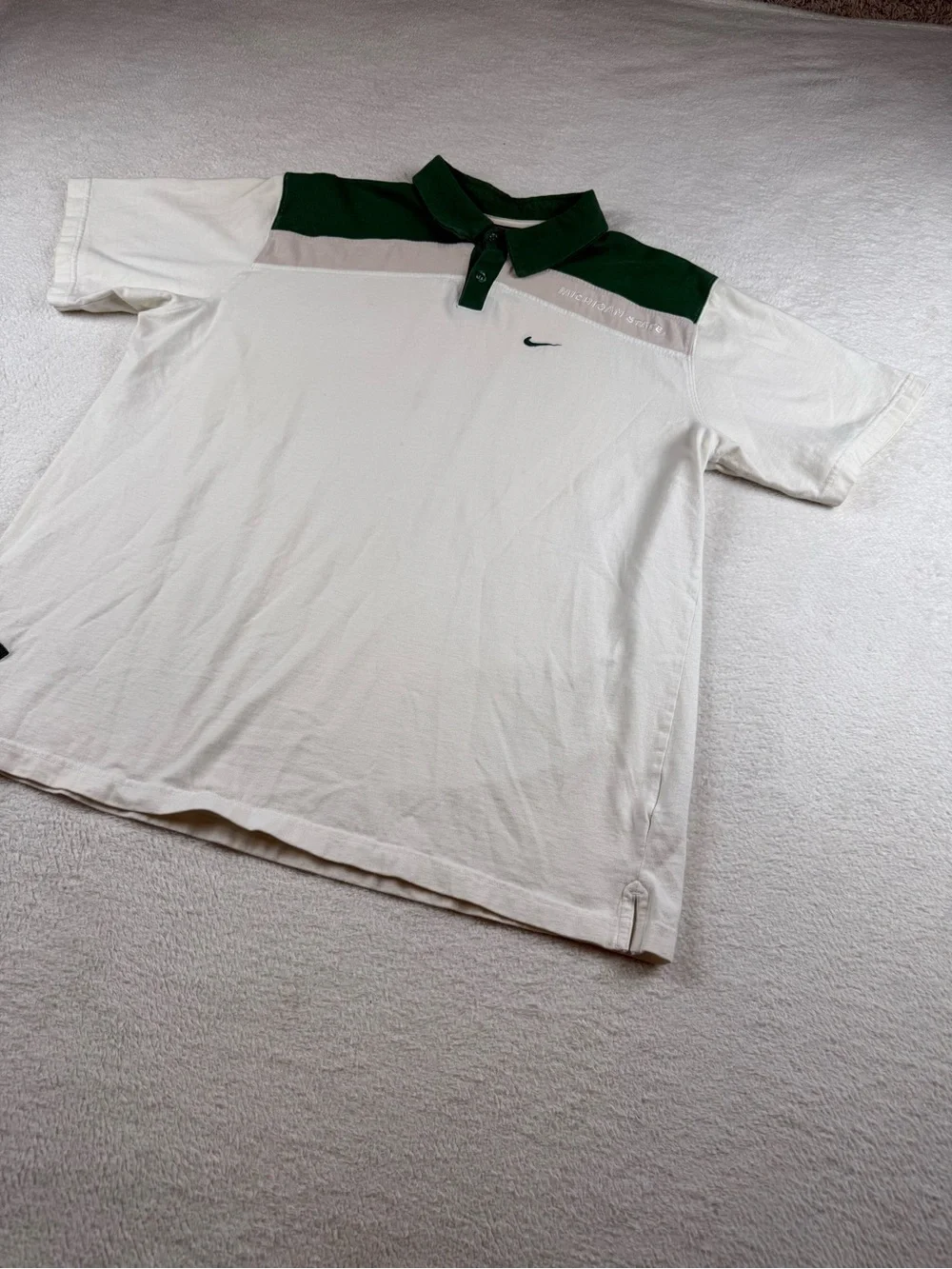 Nike Team Michigan State Spartans Men’s XL Polo Shirt White Green Golf